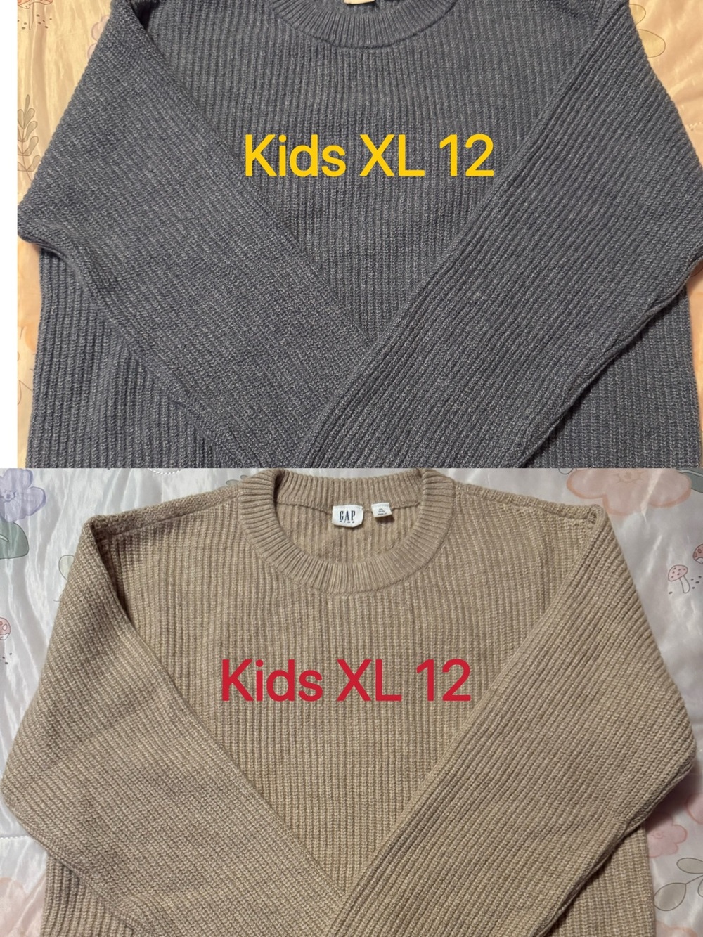 LIKE NEW GAP Kids XL 12 Ribbed Crewneck Sweater -Blue & Beige (2 pieces)